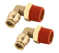 Boeray 3/8" Quick Push to Connect Fittings Brass 90 Degree Union Swivel Elbow Joint DOT Approved 3/8" Tube OD x 1/2" NPT Thread Air Brake Line Adapter Air Suspension Kit for Car Truck Trailers 2pcs