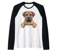 Boerboel Funny Peeking Pocket Puppy Dog Lover Raglan Baseball Tee