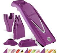 Börner Mandoline Slicer V5 (Professional Set) • Adjustable Vegetable Slicer (7-piece) • 10 Cutting Styles • Kitchen Slicer in ocking Station • Stainless Steel V-Blade • Color: Purple