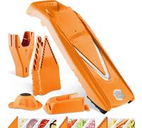 Börner Mandoline Slicer V5 (Professional Set) • Adjustable Vegetable Slicer (7-piece) • 10 Cutting Styles • Kitchen Slicer in ocking Station • Stainless Steel V-Blade • Color: Orange