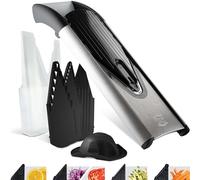 Börner V6 Plane Vegetable and Fruit Slicer (Including 2 Disc Slots and Blade Inserts 3.5 mm and 7 mm) with Safety Fruit Holder in Black/Silver