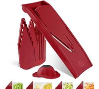 Börner Vegetable Slicer V1 (Starter Set) • V-Slicer with 4 Inserts & Fruit Holder • Adjustable Slicer for Vegetables & Fruits • Vegetable Cutter for Slices, Strips & Cubes • Color: Red