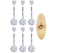 Boernfnso 14 Gauge Surgical Steel Belly Button Ring, 14mm Belly Button Rings, Silver Belly Ring, Diamond Belly Button Rings, Pregnancy Belly Ring for Women Body Piercing Jewelry, Crystal Metal, Cubic