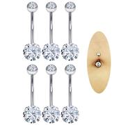 Boernfnso Belly Button Ring Surgical Steel 14 Gauge Belly Button Rings,14mm Belly Button Rings,Silver Belly Ring,Diamond Belly Button Rings,Pregnancy Belly Piercing for Women Body Piercing Jewelry