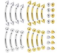 Boernfnso Eyebrow Piercing Jewelry Surgical Steel Curved Barbell Tiny Eyebrow Ring Vertical Labret Lip Jewelry Ear Rook Navel Small Belly Button Ring for Women Men 20g 16g 6mm/8mm/10mm/12mm, Metal