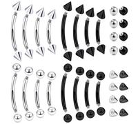 Boernfnso Eyebrow Piercing Jewelry Surgical Steel Curved Barbell Tiny Eyebrow Ring Vertical Labret Lip Jewelry Ear Rook Navel Small Belly Button Ring for Women Men 20g 16g 6mm/8mm/10mm/12mm, Metal