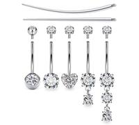 Boernfnso Internally Threaded Belly Button Rings Surgical Stee, Extra-Long & Short Simple Belly Rings, 14G Belly Piercing Jewelry,Navel Piercing Jewelry for Women Men 10mm 12mm 14mm 16mm, metal
