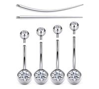 Boernfnso Internally Threaded Belly Button Rings Surgical Stee, Extra-Long & Short Simple Belly Rings, 14G Belly Piercing Jewelry,Navel Piercing Jewelry for Women Men 10mm 12mm 14mm 16mm, metal