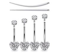 Boernfnso Internally Threaded Belly Button Rings Surgical Stee, Extra-Long & Short Simple Belly Rings, 14G Belly Piercing Jewelry,Navel Piercing Jewelry for Women Men 10mm 12mm 14mm 16mm, metal