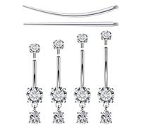 Boernfnso Internally Threaded Belly Button Rings Surgical Stee, Extra-Long & Short Simple Belly Rings, 14G Belly Piercing Jewelry,Navel Piercing Jewelry for Women Men 10mm 12mm 14mm 16mm, metal
