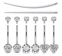 Boernfnso Internally Threaded Belly Button Rings Surgical Stee, Extra-Long & Short Simple Belly Rings, 14G Belly Piercing Jewelry,Navel Piercing Jewelry for Women Men 10mm 12mm 14mm 16mm, metal
