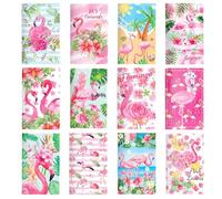 Boerni 12 Pcs Flamingo Mini Notebooks Summer Hawaii Small Pocket Notepads Journal Lined Tropical Luau Memo Notes for Birthday Party Supplies School Student Teacher Classroom Reward