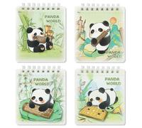 Boerni 4 Pcs Panda Mini Spiral Notebooks,Cartoon Animal Panda Bear Small Pocket Memo Party Favor Notepad Wirebound Lined Journal Notebook Set Diary Party Gift for Kid Home Office School Supplies