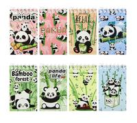 Boerni 8 Pcs Cute Panda Mini NotePads Kawaii Cartoon Spiral Pocket Notebook Animal Memo Notebooks Birthday Teacher Classroom Rewards Supplies for Kids Party Goody Bags Stuffers