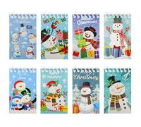 Boerni Christmas Spiral Notebooks, 8 Pack Snowman Design Mini Pocket Notepads - Small Holiday Memo Pads for Kids School Classroom Rewards, Stocking Stuffers,Xmas Party Favors