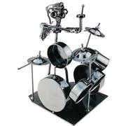 Boerni Creative Musician Drummer Model,Rock Music Band Drum Instrumental Performer Metal Sculpture Figurine Collection Shelf Iron Art Handcraft Ornaments Statue Gift for Birthday Home Decor (44-991)