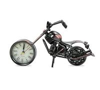 Boerni Creative Retro Motorcycle Model Clock Metal Moto Collection Shelf Clock Iron Art Modern Home Office Decor Ornaments Gift for Father Man Motorbike Lovers