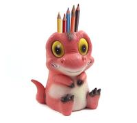 Boerni Cute Resin Red Dinosaur Pen Holder,Animal Pencil Holder Cup Pen Container Holder Pot Stationary Organiser Cartoon Makeup Brush Holder for Desk Kid Gift Student Office School Stationery Gift