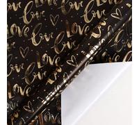 Boerni Elegant Black with Gold Luxury Foil Love Wrapping Paper Roll 43cm x 3m/17 × 10'- Premium Romantic Gift Wrap for Valentine's Day, Anniversary, Date Night & Wedding Favors