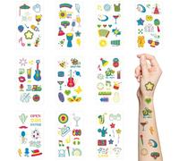 Boerni Glow in the Dark Temporary Tattoos for Kids Adults,10 Sheets Music Instrument Tattoos Fluorescence UV Neon Waterproof Body Face Fake Tattoo Stickers Party Supplies