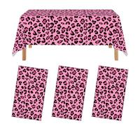 Boerni Pink Leopard Print Plastic Tablecloth, 137x274cm Wild Animal Print Tropical Theme Table Cover for Birthday Party, Summer Party Beach Party Decor