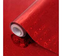 Boerni Red Heart Holographic Foil Wrapping Paper Roll, 17inch*32.8ft - Love Heart Print Shiny Metallic Valentines Gift Wrap Papers For Wedding Bridal Shower Holiday Anniversary Mother's Day Birthday