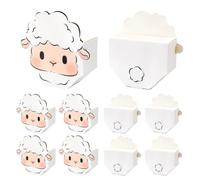 Boerni Sheep Party Favors Boxes, 10pcs Cute Sheep-Shaped 3D Candy Gift Boxes, Folding Paper Easter Lamb Goodie Treat Box for Little Farm Animal Party Decoration, Birthday, Baby Shower Supplies