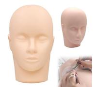 BOERYOU Lash Mannequin Head, Cosmetology Mannequin Head Practice, Mannequin Flat Head with Practice False Eyelashes, Human Model for Anatomy, Silicone Mannequin Face Model