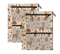 BOESI 2 PC Pencil Pouch for 3 Ring Binder,Animal Friends Clear Window | 11x8.9 in,3 Compartments,Mesh Windows,Water Repellent,Metal Eyelets,For Pens Pencils Markers,School Office Home