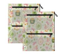 BOESI 2 PC Pencil Pouch for 3 Ring Binder,Clover Duck Clear Window