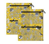 BOESI 2 PC Pencil Pouch for 3 Ring Binder,Hedgehog Sketch Clear Window