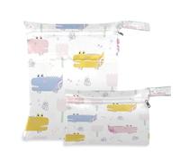 BOESI 2 Piece Wet and Dry Storage Bag, Travel Wet and Dry Bag, Waterproof Reusable, for Travel, Beach, Pool, Diapers, Toiletries, Colorful Crocodiles