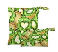 BOESI 2 Piece Wet and Dry Storage Bag, Travel Wet and Dry Bag, Waterproof Reusable, for Travel, Beach, Pool, Diapers, Toiletries, Green Kiwi Fruit