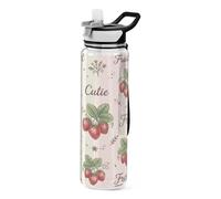 BOESI Blush Script Strawberry Sports Bottle with Carrying Strap, 1 Litre Bottle is Perfect for Fitness, Gym and Outdoor Sports for Men and Women