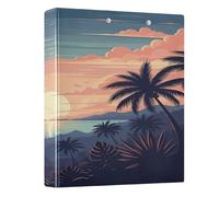 BOESI Coastal Sunset Pattern Ring Binder with Clipboard, 1.5 Inch D Ring Binder Folder, Water Resistant PVC Document Organizer with Metal Clip for Office Home