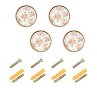 BOESI Colorful Watercolor Flowers Drawer Knobs, Cabinet Knobs, Knobs Set of 4 for Home, Kitchen, Bathroom