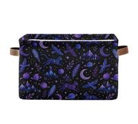 BOESI Cosmic Cat Canvas Storage Bin, Square Basket with Handle