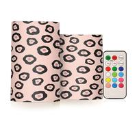 BOESI Cute Pink Leopard LED Candle Lights Color Changing Flameless Candle with Remote Control Battery for Outdoor and Indoor Home and Room Decorations, Set of 2