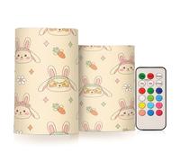 BOESI Cute Rabbit LED Candle Lights Color Changing Flameless Candle with Remote Control Battery for Outdoor and Indoor Home and Room Decorations, Set of 2