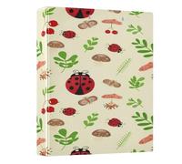 BOESI Cute Red Ladybug Ring Binder with Clipboard, 1.5 Inch D Ring Binder Folder, Water Resistant PVC Document Organizer with Metal Clip for Office Home