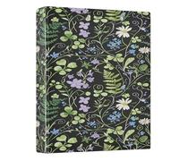 BOESI Dark Botanical Pattern Ring Binder with Clipboard, 1.5 Inch D Ring Binder Folder, Water Resistant PVC Document Organizer with Metal Clip for Office Home
