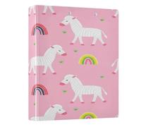 BOESI Doodle Cute Horse & Rainbow Ring Binder with Clipboard, 1.5 Inch D Ring Binder Folder, Water Resistant PVC Document Organizer with Metal Clip for Office Home