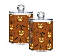 BOESI Glowing Pumpkin 2 Pack Clear Storage Container,Plastic Canister