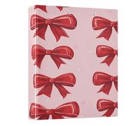 BOESI Graffiti Red Bow Ring Binder with Clipboard, 1.5 Inch D Ring Binder Folder, Water Resistant PVC Document Organizer with Metal Clip for Office Home