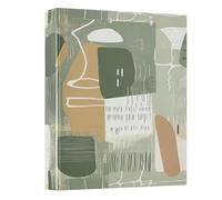BOESI Green- Brown Abstract Graffiti Ring Binder with Clipboard, 1.5 Inch D Ring Binder Folder, Water Resistant PVC Document Organizer with Metal Clip for Office Home