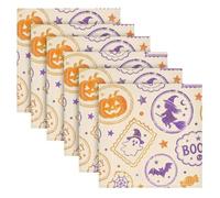 BOESI Halloween Art 6 Pack Cloth Napkins 20x20in, Satin Dinner Napkins