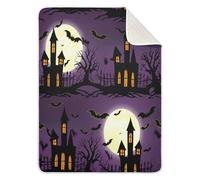 BOESI Halloween Castle & Bats Baby Blanket, Toddler Blanket, Soft and Comfortable, Unisex, For Crib, Stroller, Walker, Mattress