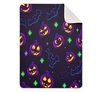 BOESI Halloween Pumpkin & Bat Baby Blanket, Toddler Blanket, Soft and Comfortable, Unisex, For Crib, Stroller, Walker, Mattress
