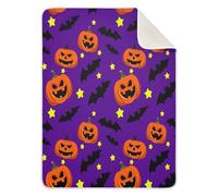 BOESI Halloween Pumpkins & Bats Baby Blanket, Toddler Blanket, Soft and Comfortable, Unisex, For Crib, Stroller, Walker, Mattress