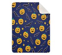 BOESI Halloween Pumpkins & Bats Baby Blanket, Toddler Blanket, Soft and Comfortable, Unisex, For Crib, Stroller, Walker, Mattress